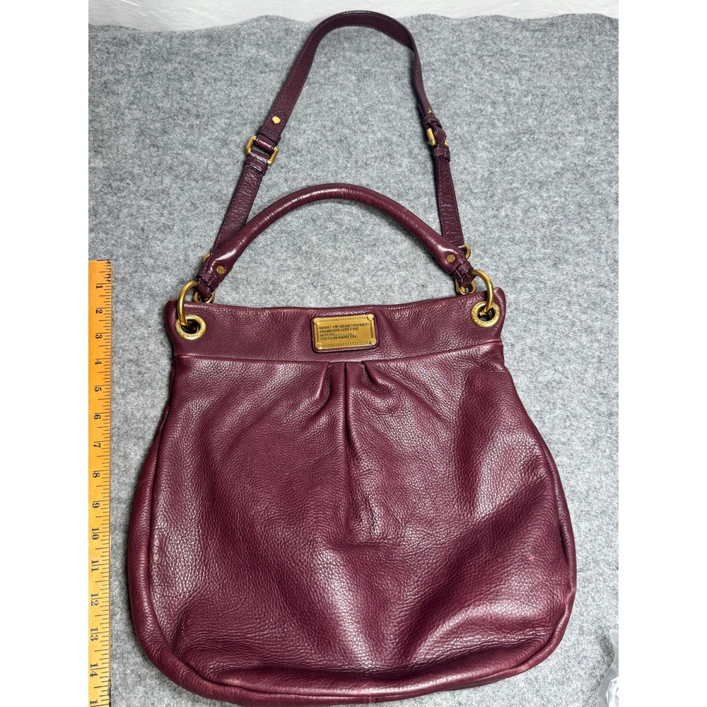 Marc Jacobs Classic Q Hillier Hobo Bag Purse Burgundy Leather - Picture 2 of 15